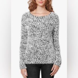 Buffalo David Bitton Women Eyelash Twisted Yarn Sweater Grey White Size Small